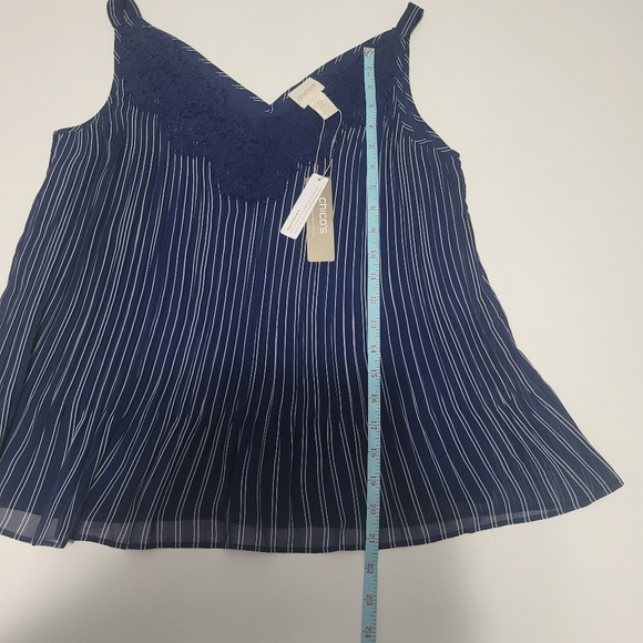 Chico's Convertible Tank Top Women's Size 0 (S) Sleeveless Lace Striped Blue - Picture 4 of 10